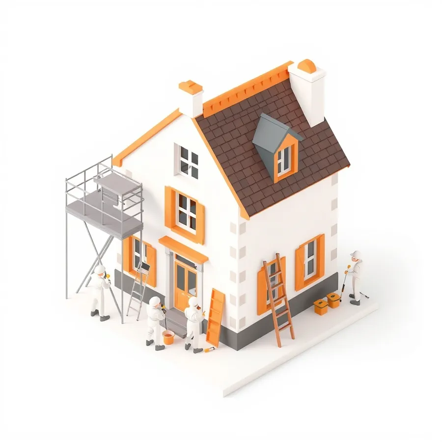 Travaux de peinture sur une maison en Isère — illustration